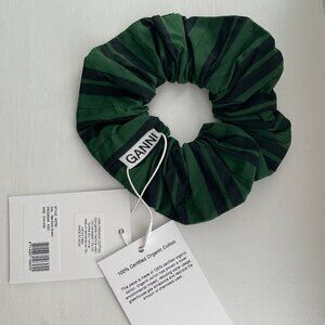 Ganni organic cotton scrunchie, dark green, NWT